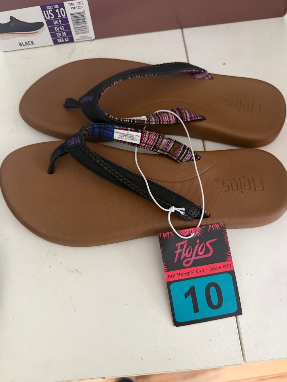Flojos Womens Flip Flop Sandals Black Brown Size 10 M US